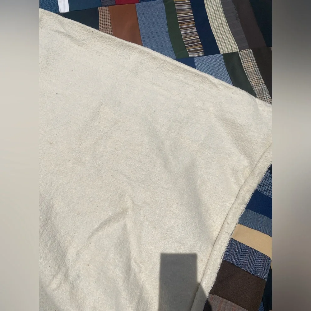 Multi Color Men’s Suit Patchwork Quilt with a sherpa Backing 66”/82”